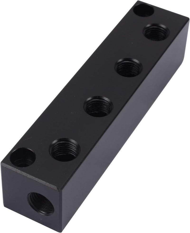 MARSTEK Air Manifold 1/4 NPT, Air Compressor Manifold, Air Hose Inline Manifold Block Splitter, Pneumatic Manifold Air Distribution Block, NPT 1/4 Inch Port (4 Way 6 Port) - Image 1